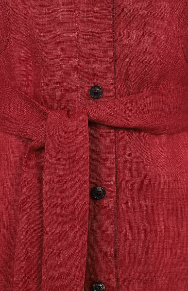 Женская льняная рубашка KITON бордового цвета, арт. D57418K0903E01 | Фото 6 (Автоматизация ТО: Проставлено; Рукава: Длинные; Материал внешний: Лен; Автоматизация состава: Проставлено; Длина (для топов): Удлиненные; Принт: Без принта; Женское Кросс-КТ: Рубашка-одежда; Кросс-КТ: костюм; Стили: Классический)