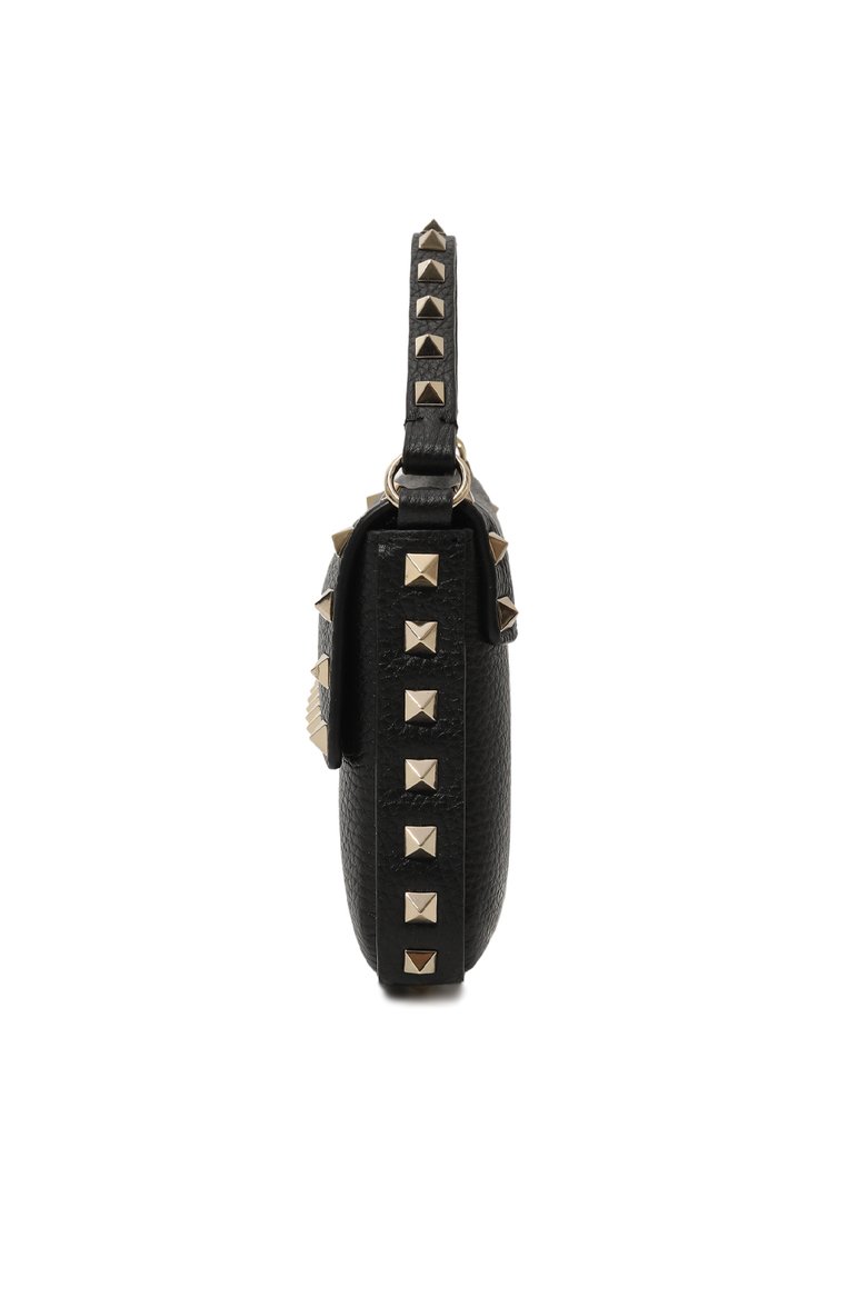 Женская сумка rockstud small VALENTINO черного цвета, арт. 5W0P0W07/VSH | Фото 4 (Ремень/цепочка: На ремешке; Материал сплава: Проставлено; Драго�ценные камни: Проставлено; Материал: Натуральная кожа; Размер: small)