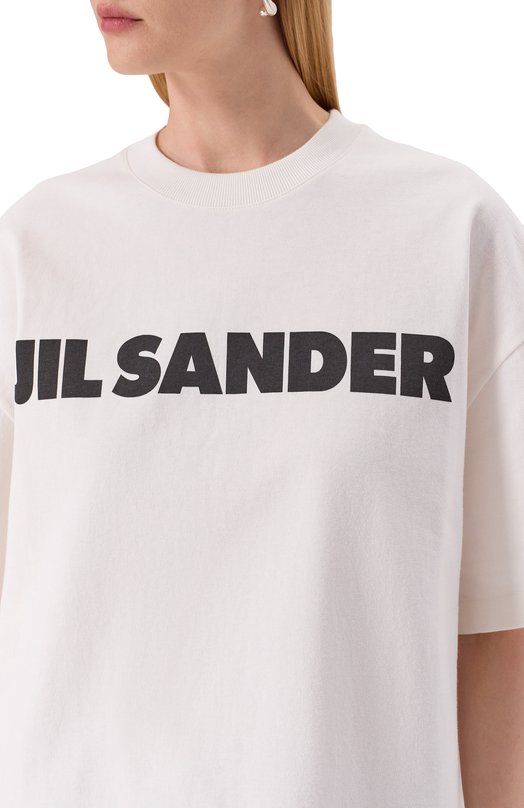 Хлопковая футболка Jil Sander J03GC0137/J45148 Кремовый  J03GC0137/J45148 Фото 5