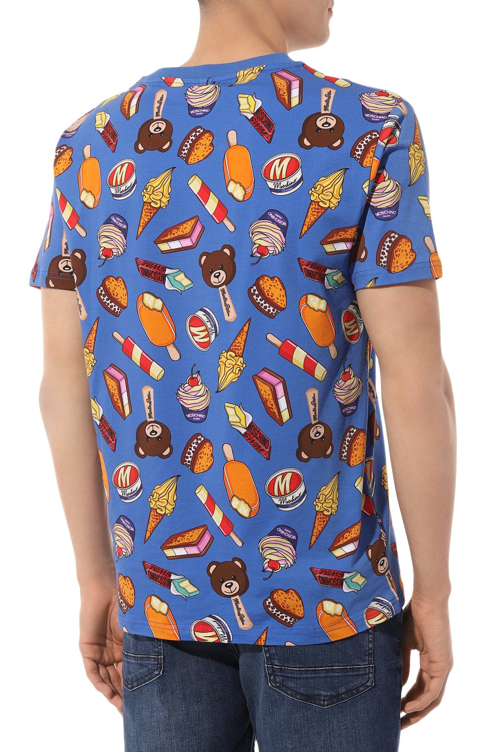 Хлопковая футболка MOSCHINO синего цвета по цене 11000 руб., арт. A0712/9413, фото 4 Хлопковая футболка MOSCHINO, арт. A0712/9413, фото 4