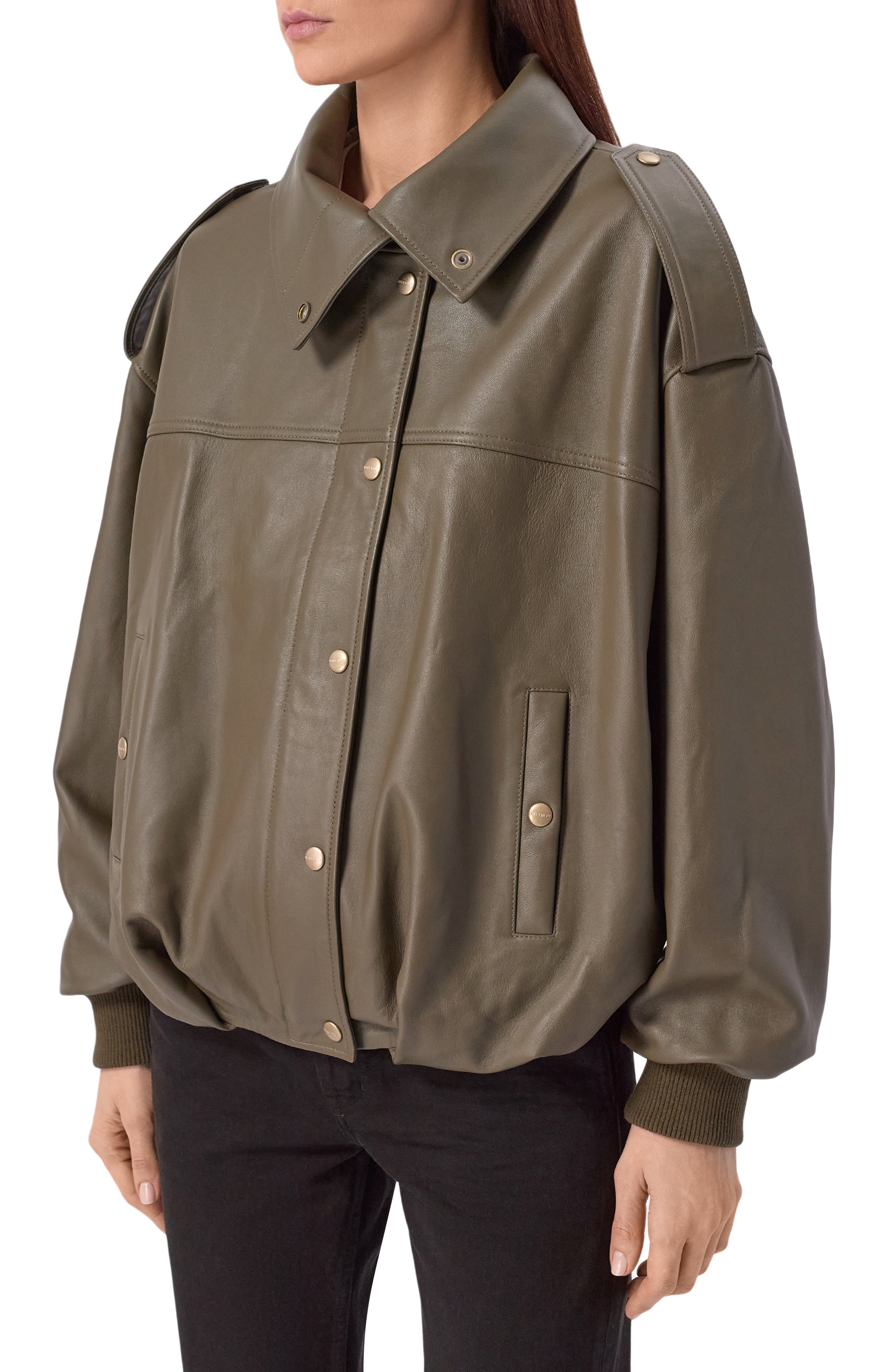 Кожаный бомбер HALFBOY, арт. HS261WL022 LT016/SM00TH LEATHER B0MBER, фото 3