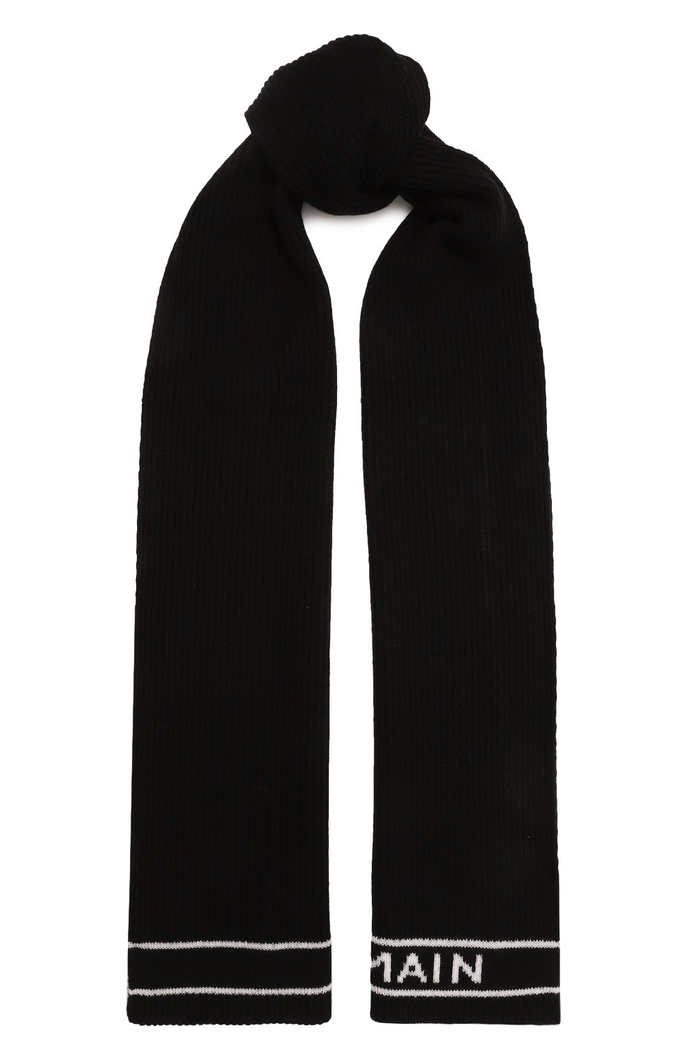 Шарф из шерсти и кашемира BALMAIN черного цвета по цене 66750 руб., арт. AH1XG002KB50, фото 1 Шарф из шерсти и кашемира BALMAIN, арт. AH1XG002KB50, фото 1