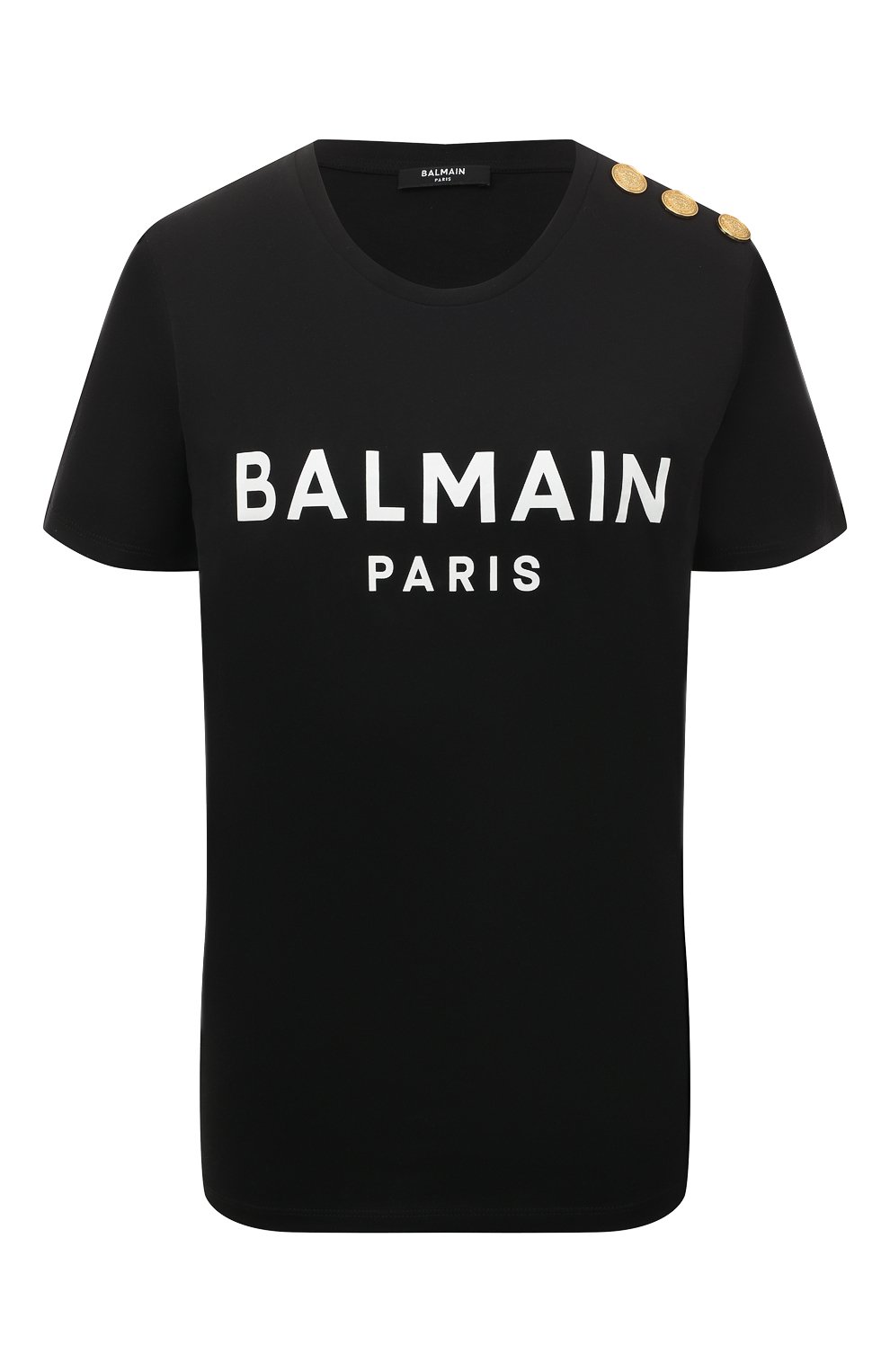 Хлопковая футболка BALMAIN черного цвета по цене 42750 руб., арт. YF0EF005BB02/EAB, фото 1 Хлопковая футболка BALMAIN, арт. YF0EF005BB02/EAB, фото 1