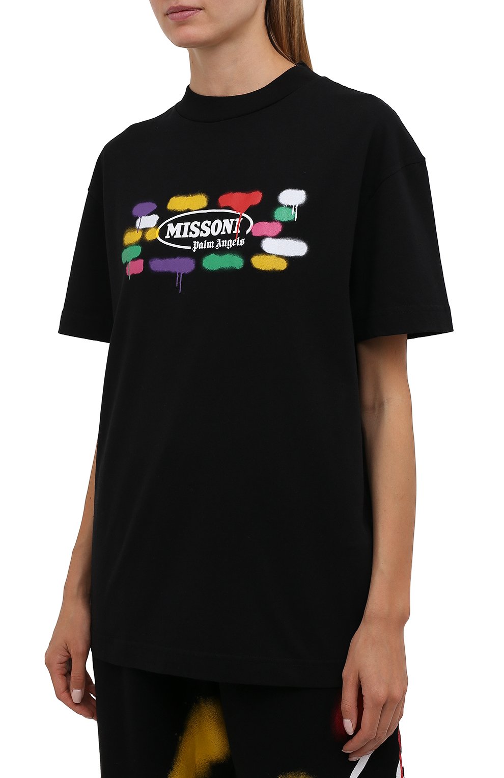 Хлопковая футболка palm angels x missoni PALM ANGELS черного цвета по цене 31650 руб., арт. PMAA001F21JER0281001/W, фото 3 Хлопковая футболка palm angels x missoni PALM ANGELS, арт. PMAA001F21JER0281001/W, фото 3
