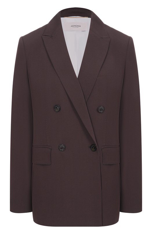 Жакет из вискозы и шелка Agnona TX0902E/U5074E Коричневый TX0902E/U5074E