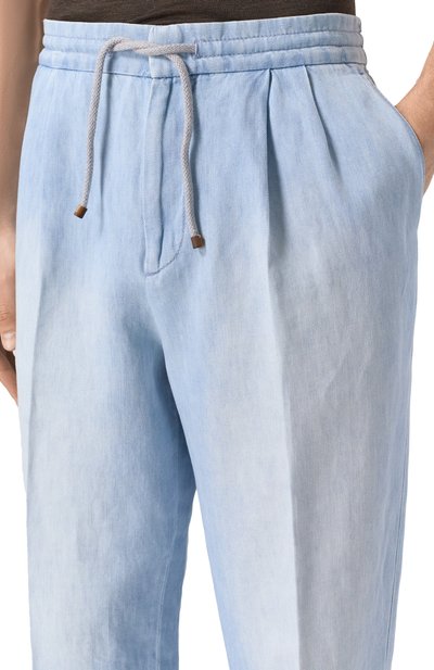 Хлопковые брюки BRUNELLO CUCINELLI голубого цвета по цене 141500 руб., арт. M239PE1710, фото 5 Хлопковые брюки BRUNELLO CUCINELLI, арт. M239PE1710, фото 5