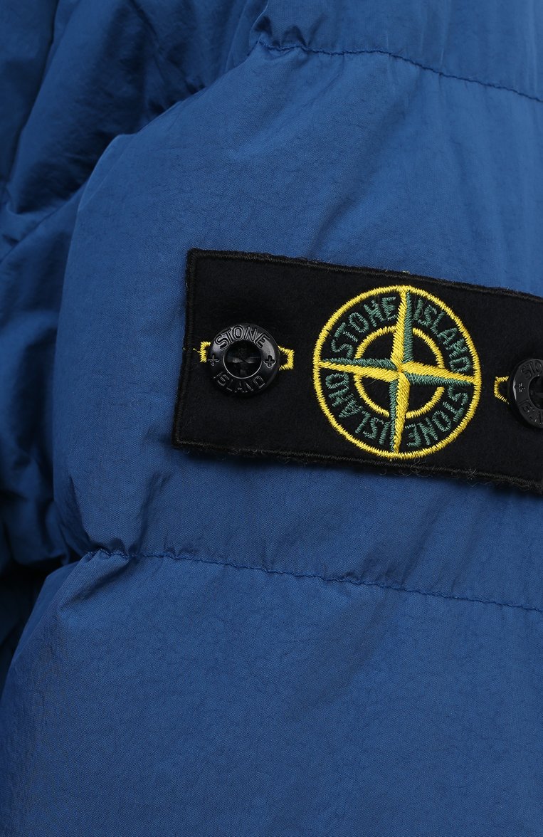 Детского пуховая куртка STONE ISLAND синего цвета, арт. 40123/8/V0022 | Фото 3 (Рукава: Длинные; Материал внешний: Синтетический материал; Мальчики Кросс-КТ: Пуховик-верхняя одежда; Материал сплава: Проставлено; Материал подклада: Синтетический материал; Драгоценные камни: Проставлено; Материал утеплителя: Пух и перо)