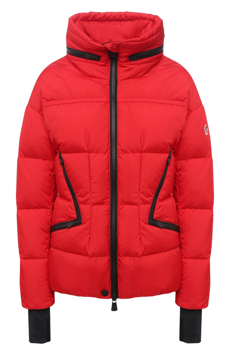 Женская пуховая куртка MONCLER красного цвета, арт. F2-098-1A526-00-5399E | Фото 1 (Рукава: Длинные; Длина (верхняя одежда): Короткие; Материал внешний: Синтетический материал; Материал утеплителя: Пух и перо; Материал подклада: Синтетический материал; Стили: Спорт-шик; Кросс-КТ: Куртка, Утепленные; Драгоценные камни: Проставлено; Материал сплава: Проставлено)