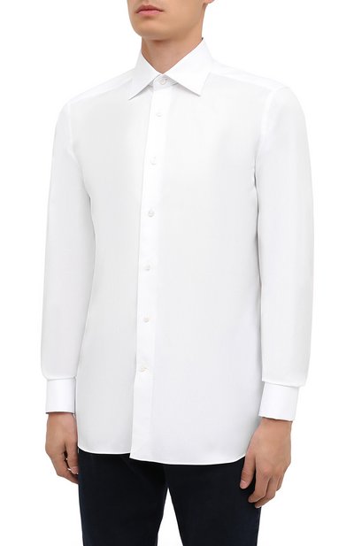 Хлопковая сорочка с воротником кент ZEGNA, арт. 204080/9MS4PA, фото 3