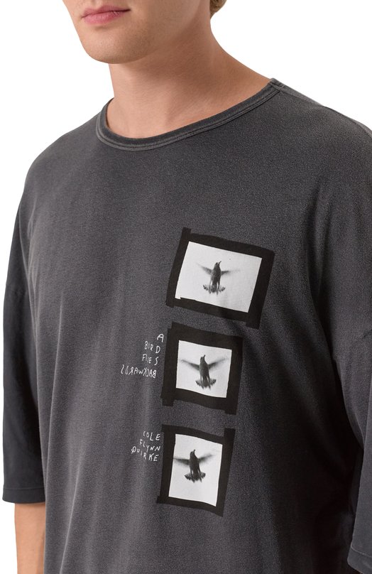 Хлопковая футболка Ann Demeulemeester B0013221/FA637 Серый  B0013221/FA637 Фото 5