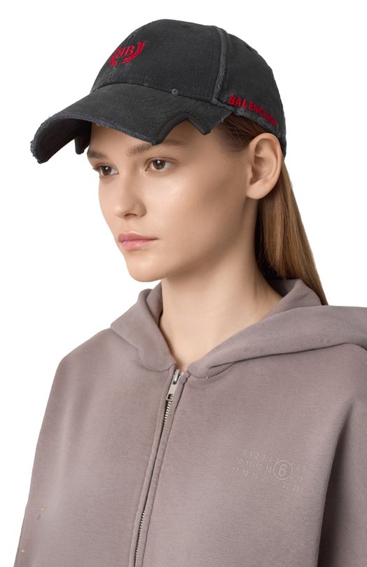 Хлопковая бейсболка Balenciaga 829208/410B2 Чёрный  829208/410B2 Фото 2