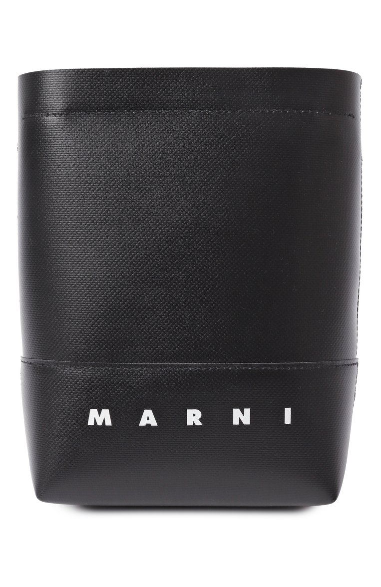 Женская сумка MARNI черного цвета, арт. SBMQ0068A0/P5769 | Фото 1 (Размер: mini; Материал: Экокожа, Текстиль; Ремень/цепочка: На ремешке)