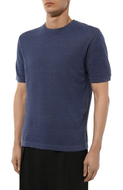 Футболка изо льна и хлопка KITON синего цвета по цене 97700 руб., арт. UMM049502, фото 3 Футболка изо льна и хлопка KITON, арт. UMM049502, фото 3