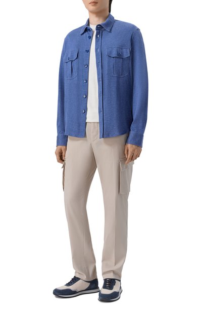 Рубашка из хлопка и шелка BRIONI синего цвета по цене 261500 руб., арт. UJRE0L/PD602, фото 2 Рубашка из хлопка и шелка BRIONI, арт. UJRE0L/PD602, фото 2