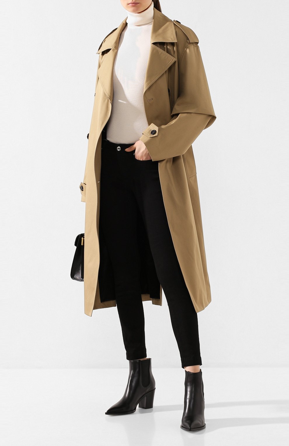 Хлопковый тренч SAINT LAURENT бежевого цвета по цене 331500 руб., арт. 613224/Y3A99, фото 2 Хлопковый тренч SAINT LAURENT, арт. 613224/Y3A99, фото 2