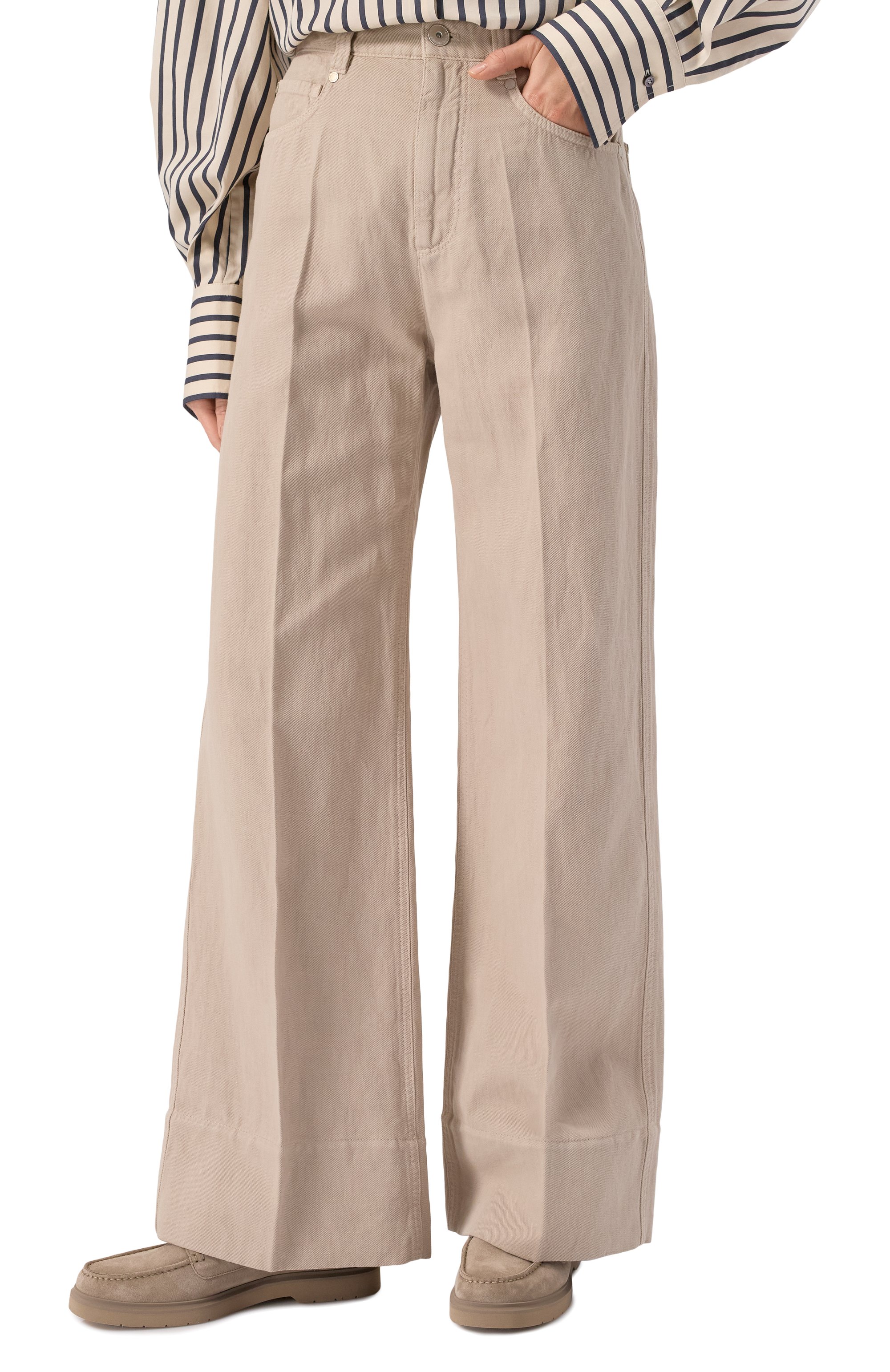 Брюки из хлопка и льна BRUNELLO CUCINELLI, арт. ML996P5992, фото 3