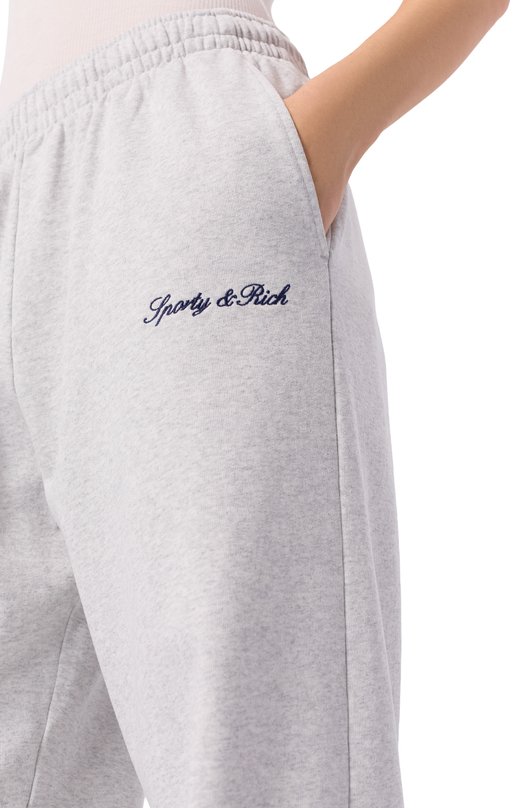 Хлопковые брюки Sporty and Rich PA05568326GY03 Серый  PA05568326GY03 Фото 5