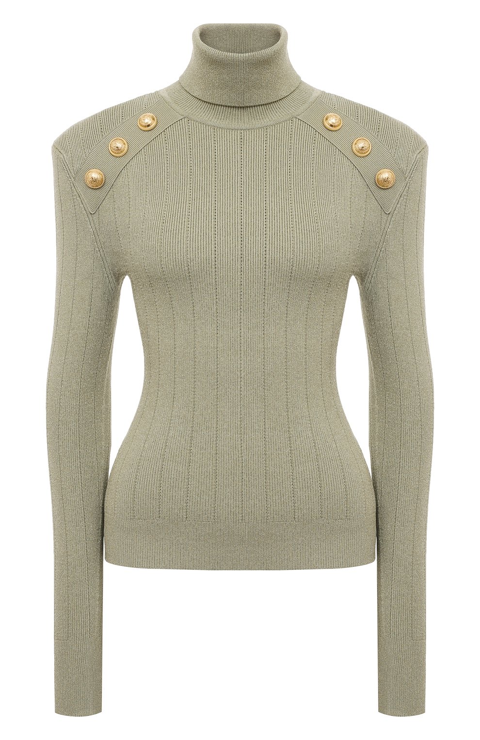 Водолазка из вискозы BALMAIN светло-зеленого цвета по цене 127500 руб., арт. DF0KH000/KB07, фото 1 Водолазка из вискозы BALMAIN, арт. DF0KH000/KB07, фото 1