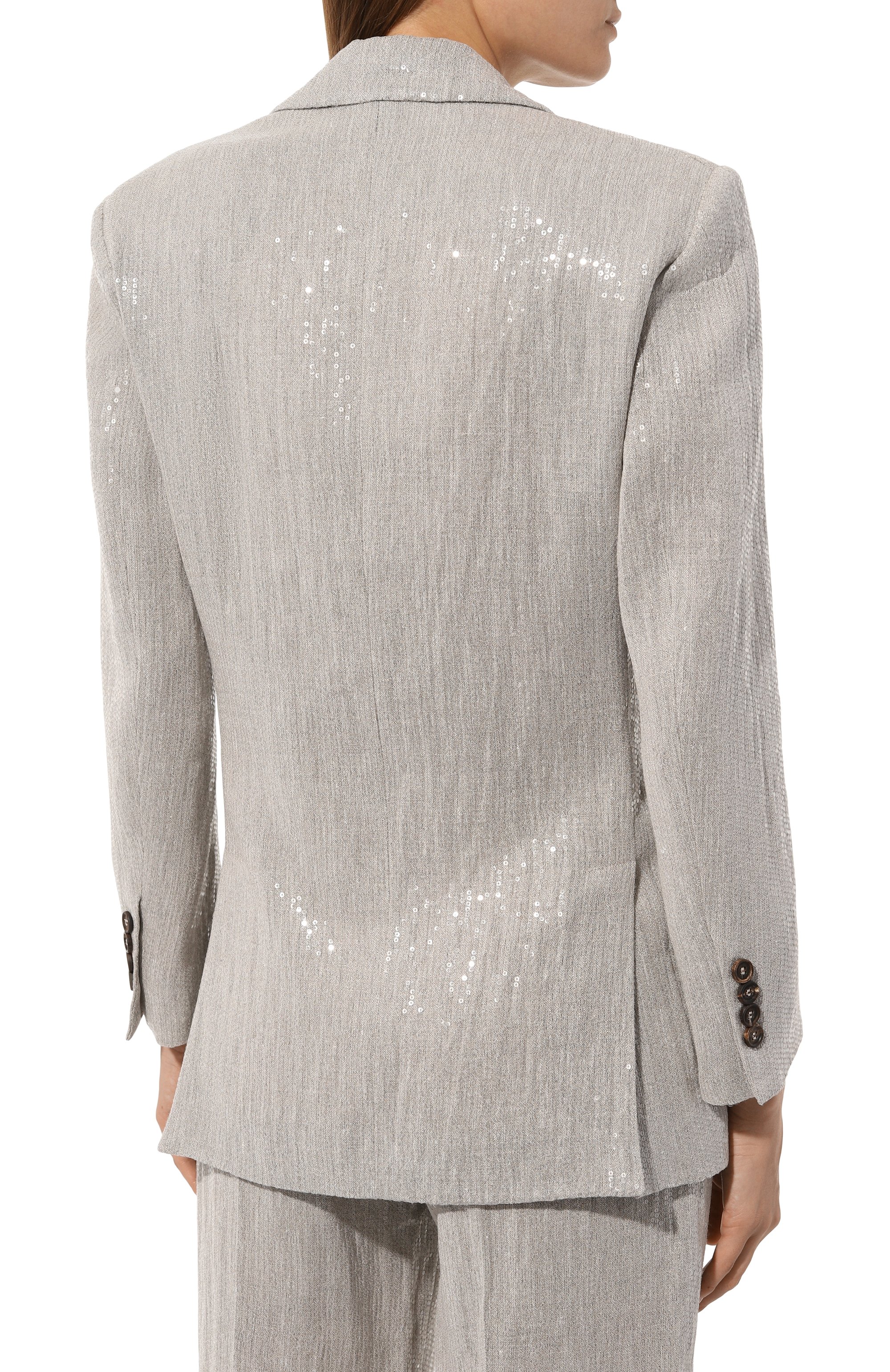 Льняной жакет с отделкой пайетками BRUNELLO CUCINELLI, арт. MH5702187, фото 4