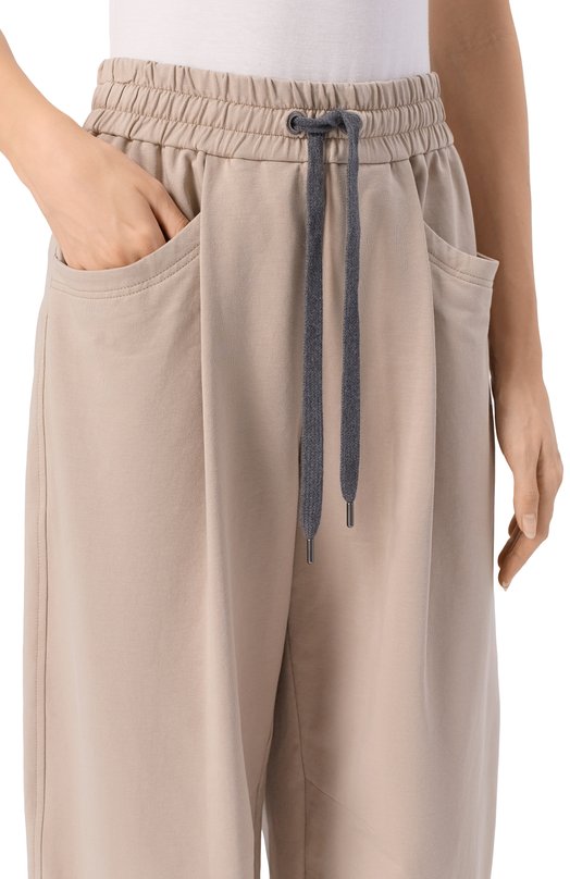Хлопковые брюки Brunello Cucinelli MH827S0599 Бежевый  MH827S0599 Фото 5
