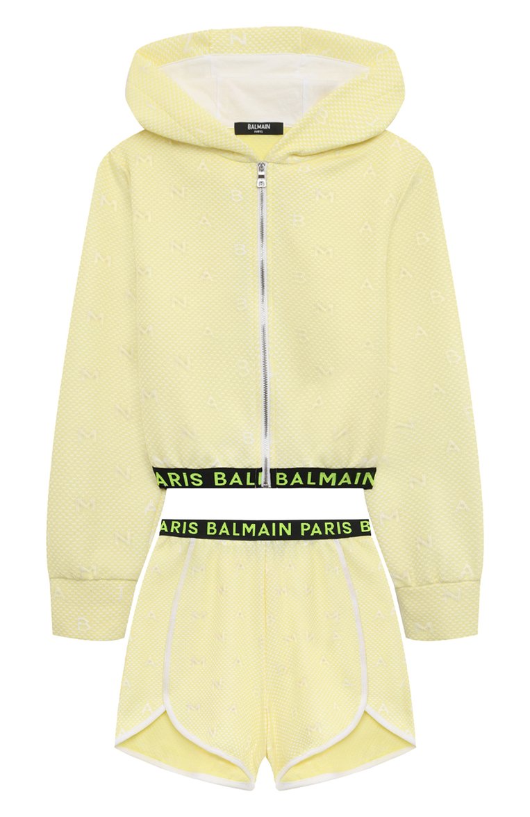 Детская комплект из толстовки и шорт BALMAIN  цвета, арт. BU3B30 | Фото 1 (Рукава: Длинные; Материал подклада: Хлопок; Материал внешний: Хлопок, Синтетический материал; Девочки Кросс-КТ: Костюмы-спорт; Ростовка одежда: 12 лет | 152 см, 16 лет | 164 см, 13 - 15 лет | 158 см, 10 - 11 лет | 140 - 146см, 8 лет | 128 см, 6 лет | 116 см)