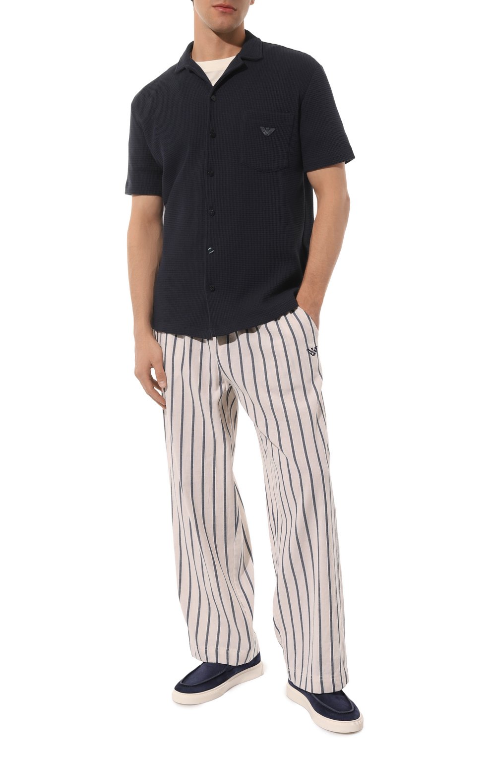 Хлопковая рубашка EMPORIO ARMANI темно-синего цвета по цене 9900 руб., арт. 112078/4R565, фото 2 Хлопковая рубашка EMPORIO ARMANI, арт. 112078/4R565, фото 2