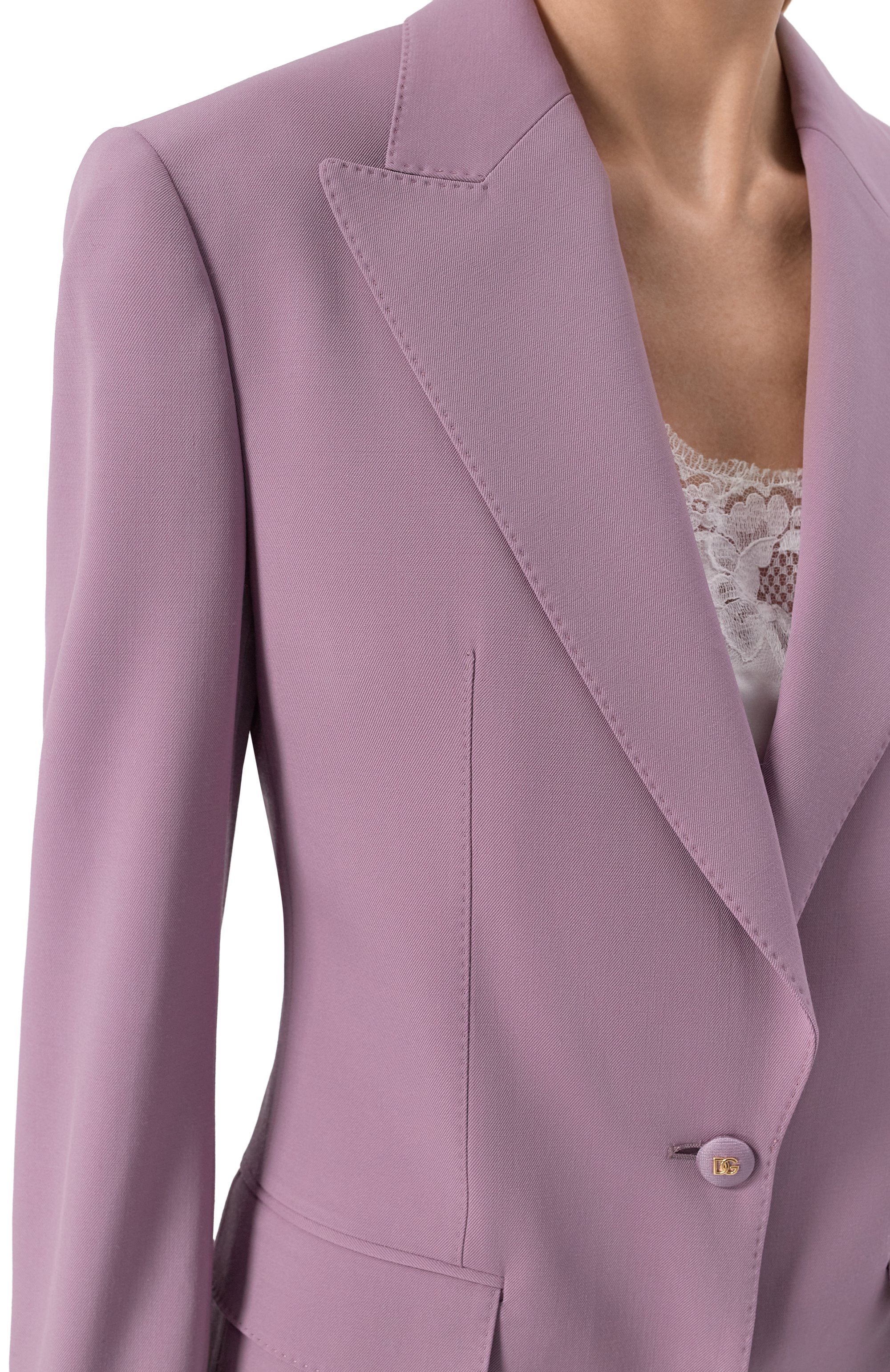 Шерстяной жакет DOLCE & GABBANA сиреневого цвета по цене 363000 руб., арт. F29V1T/GDDPS, фото 5 Шерстяной жакет DOLCE & GABBANA, арт. F29V1T/GDDPS, фото 5