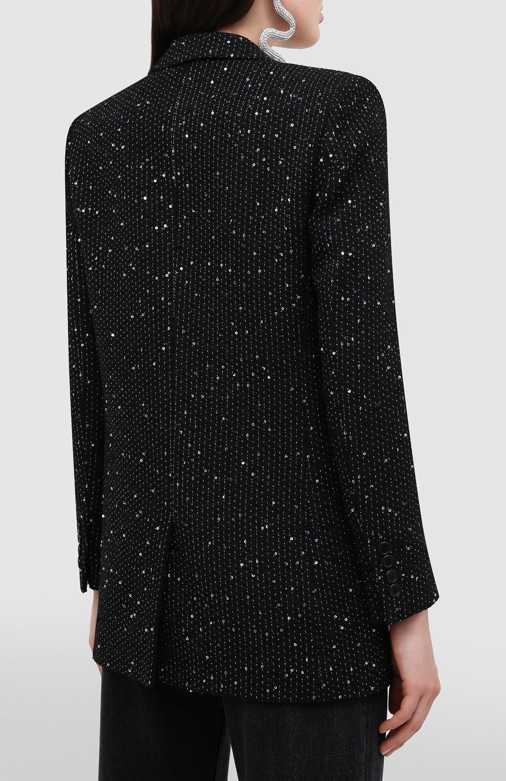 Жакет с пайетками SAINT LAURENT черного цвета по цене 346000 руб., арт. 517740/Y1A03, фото 4 Жакет с пайетками SAINT LAURENT, арт. 517740/Y1A03, фото 4
