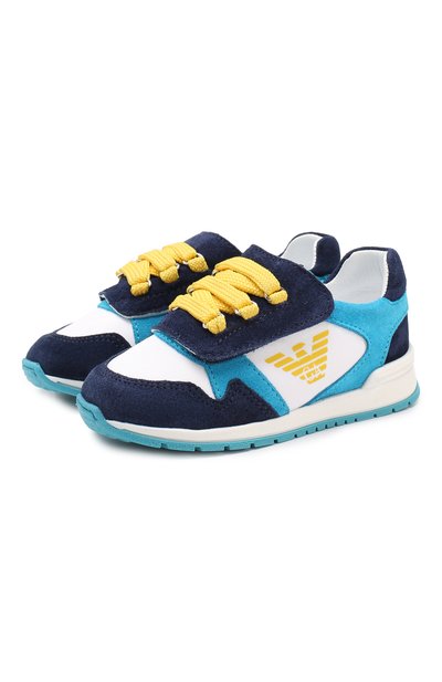 Замшевые кроссовки с застежками велькро EMPORIO ARMANI, арт. XMX002/X0C02, фото 1