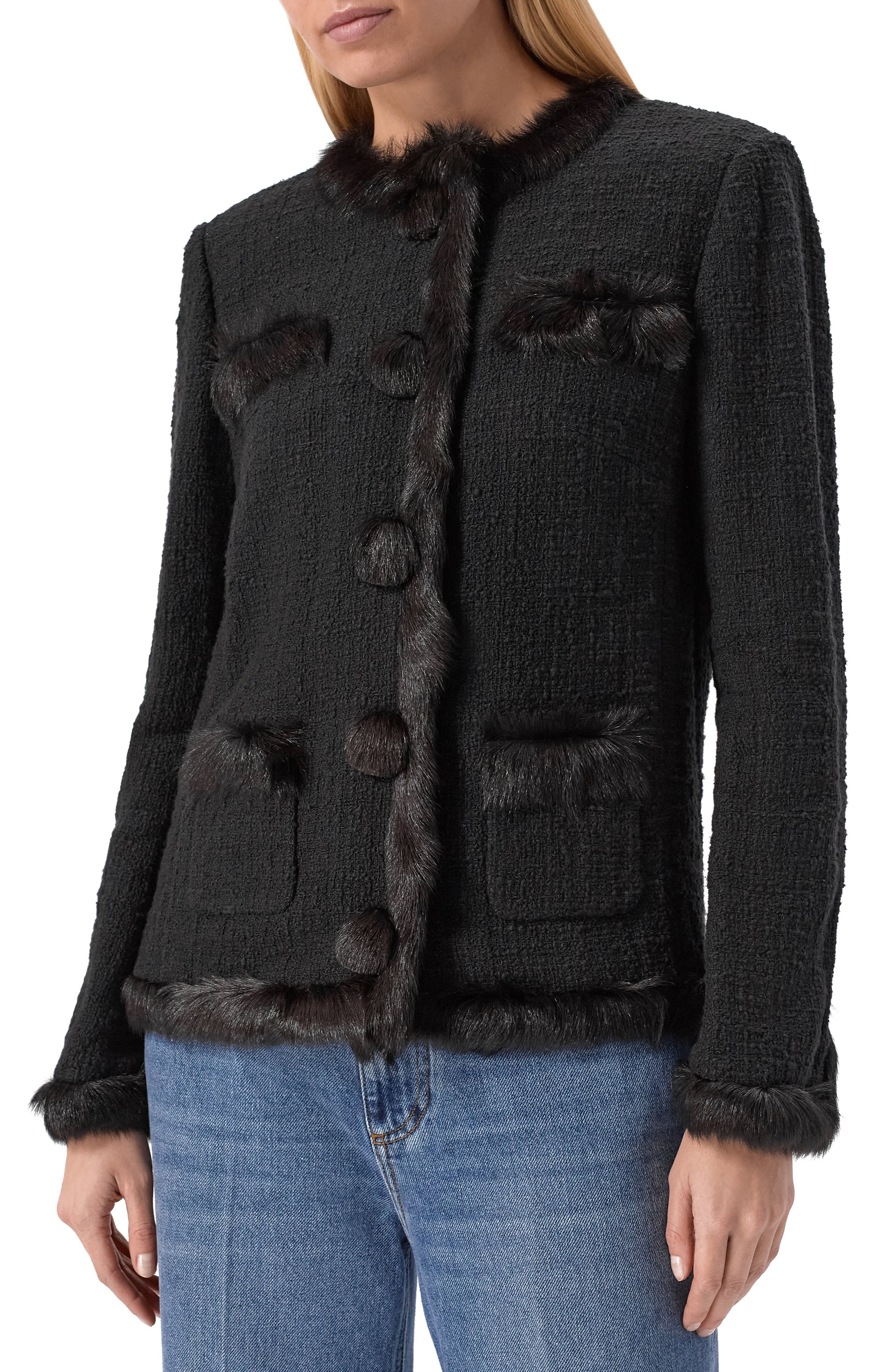 Твидовый жакет с отделкой из козы DOLCE & GABBANA, арт. F27HIZ/HUMJK, фото 3