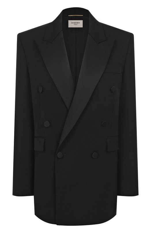 Шерстяной жакет Saint Laurent 828008/Y7E63 Чёрный 828008/Y7E63