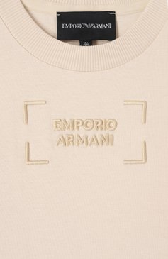 Детского комплект из футболки и шорт EMPORIO ARMANI бежевого цвета, арт. EB000169/AF13218 | Фото 4 (Рукава: Короткие; Мальчики Кросс-КТ: Костюмы-спорт; Материал внешний: Синтетический материал; Автоматизация ТО: Проставлено; Автоматизация состава: Проставлено; Ростовка одежда: 6 лет | 116 см, 13 - 15 лет | 158 см, 10 - 11 лет | 140 - 146см, 16 лет | 164 см, 5 лет | 110 см, 7 лет | 122 см, 8 лет | 128 см, 4 года | 104 см)