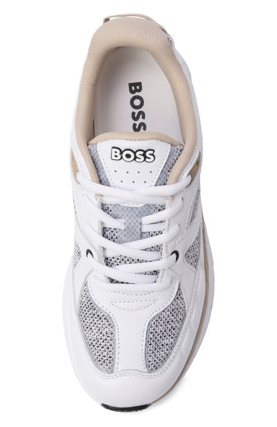 Кожаные кроссовки BOSS белого цвета по цене 21650 руб., арт. J52815, фото 4 Кожаные кроссовки BOSS, арт. J52815, фото 4