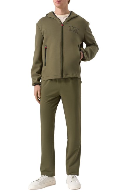 Мужской толстовка KITON хаки цвета, арт. UW2130V0852F04 | Фото 2 (Длина (для топов): Стандартные; Рукава: Длинные; Драгоценные камни: Проставлено; Материал сплава: Проставлено)