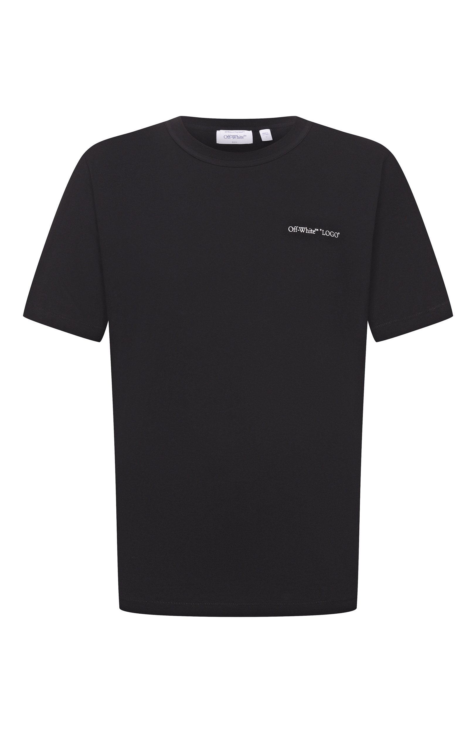 Хлопковая футболка OFF-WHITE черного цвета по цене 27900 руб., арт. 0MAA16MF26JER00L0, фото 1 Хлопковая футболка OFF-WHITE, арт. 0MAA16MF26JER00L0, фото 1