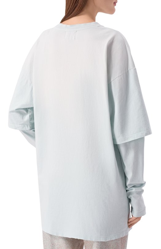 Хлопковый лонгслив Halfboy HS261WD001 JS003/VINTAGE DRESS Голубой  HS261WD001 JS003/VINTAGE DRESS Фото 4