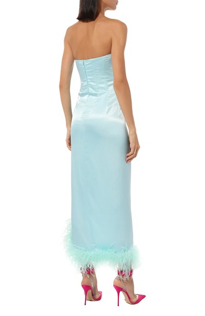 Атласное пл атье с отделкой перьями SASHA KIM, арт. УТ-00001287, фото 4