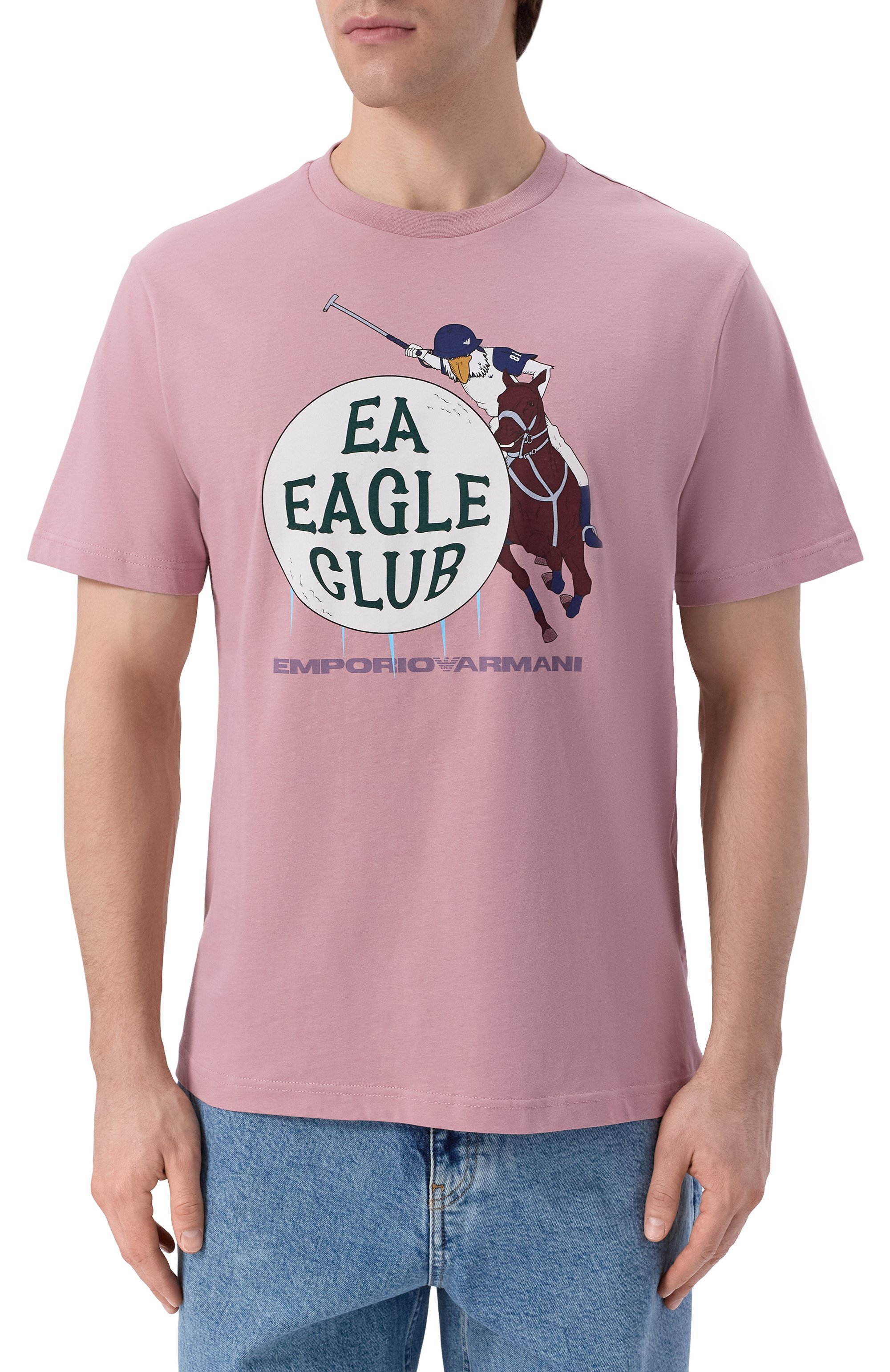 Хлопковая футболка EMPORIO ARMANI светло-розового цвета по цене 18750 руб., арт. EM001717/AF14836, фото 3 Хлопковая футболка EMPORIO ARMANI, арт. EM001717/AF14836, фото 3