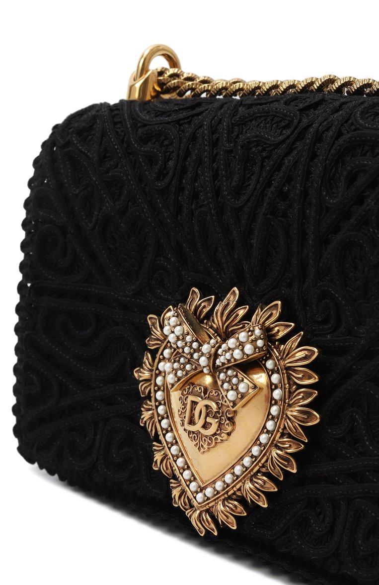 Женская сумка devotion medium DOLCE & GABBANA черного цвета, арт. BB7158/AW717 | Фото 3 (Материал: Текстиль; Размер: medium; Ремень/цепочка: На ремешке; Автоматизация состава: Проставлено; Автоматизация ТО: Проставлено)