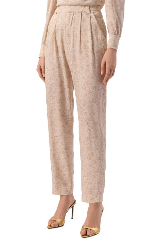 Шелковые брюки Alessandra Rich FABX4362/F4670 Бежевый  FABX4362/F4670 Фото 3