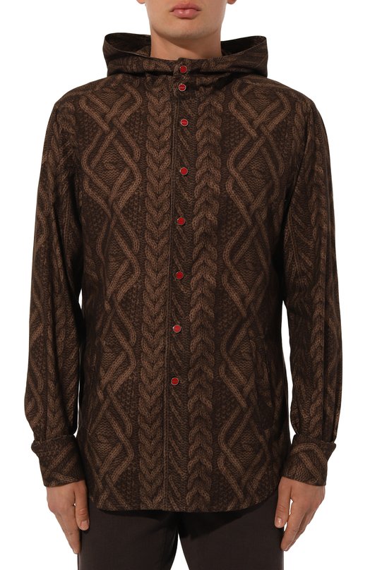 Хлопковая рубашка Kiton UMCMARH0908504 Коричневый  UMCMARH0908504 Фото 3