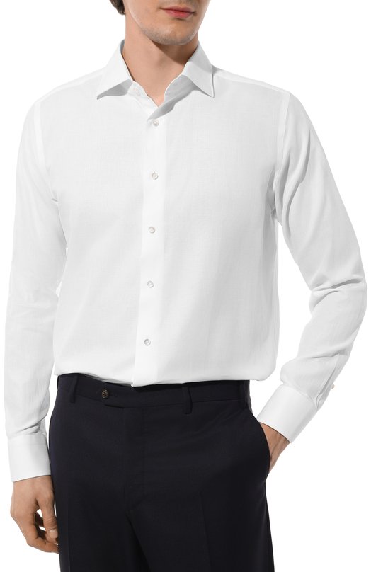 Сорочка из хлопка и льна Canali N798/GR03205 Белый  N798/GR03205 Фото 3
