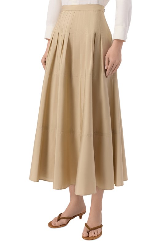 Хлопковая юбка Max Mara Studio MST0PERA Бежевый  MST0PERA Фото 3
