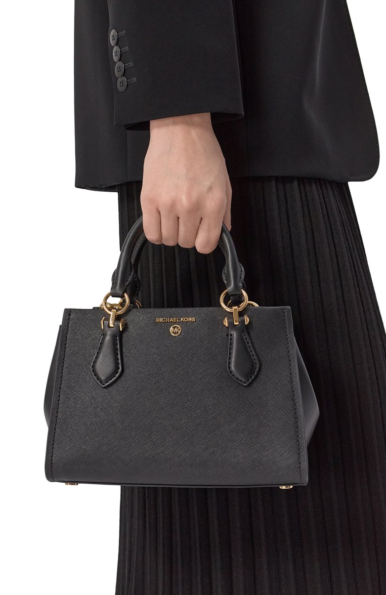Женская сумка marilyn small MICHAEL MICHAEL KORS черного цвета, арт. 32S2G6AC1L | Фото 2 (Ремень/цепочка: На ремешке; Размер: small; Материал: Натуральная кожа)