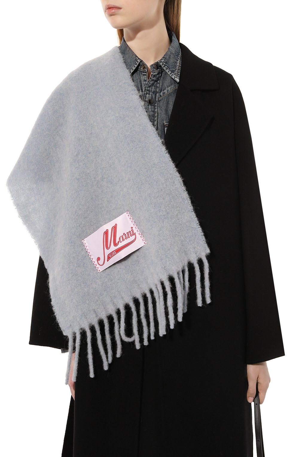 Шерстяной шарф MARNI серого цвета по цене 42450 руб., арт. SCMC0059Y0/UTW918, фото 3 Шерстяной шарф MARNI, арт. SCMC0059Y0/UTW918, фото 3