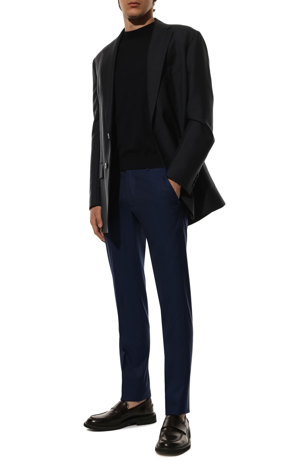 Шерстяные брюки STEFANO RICCI темно-синего цвета по цене 124500 руб., арт. M1T2300101/W609, фото 2 Шерстяные брюки STEFANO RICCI, арт. M1T2300101/W609, фото 2