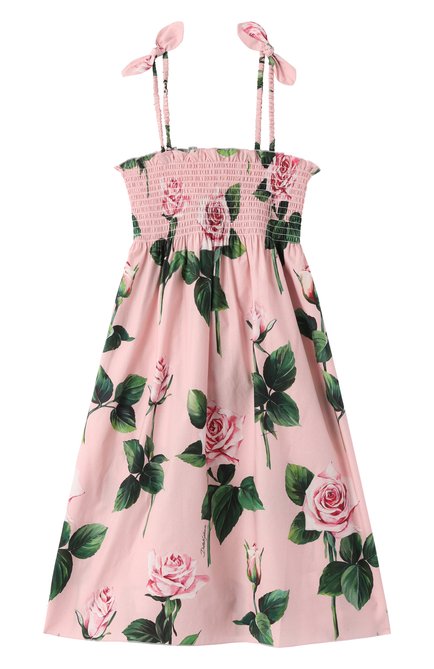 Детское хлопковый сарафан DOLCE & GABBANA светло-розового цвета, арт. L54DE0/HS5S7/8-14 | Фото 1 (Материал сплава: Проставлено; Драгоценные камни: Проставлено; Рукава: Короткие)