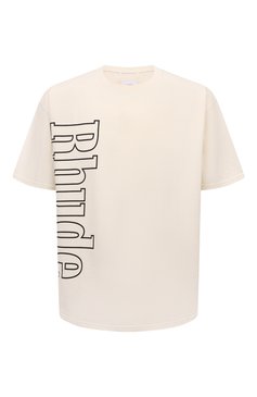 Мужская хлопковая футболка RHUDE кремового цвета, арт. RHPF24TT08012 | Фото 1 (Длина (для топов): Стандартные; Драгоценные камни: Проставлено; Рукава: Короткие; Материал сплава: Проставлено; Материал внешний: Хлопок; Стили: Кэжуэл; Принт: С принтом; Кросс-КТ: Джерси; Мужское Кросс-КТ: Футболка-одежда)