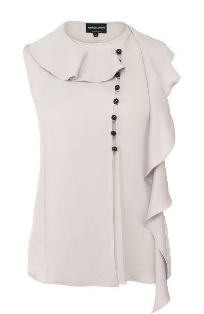 Женский однотонный шелковый топ с оборками GIORGIO ARMANI, арт. ZAC14T/ZA48C