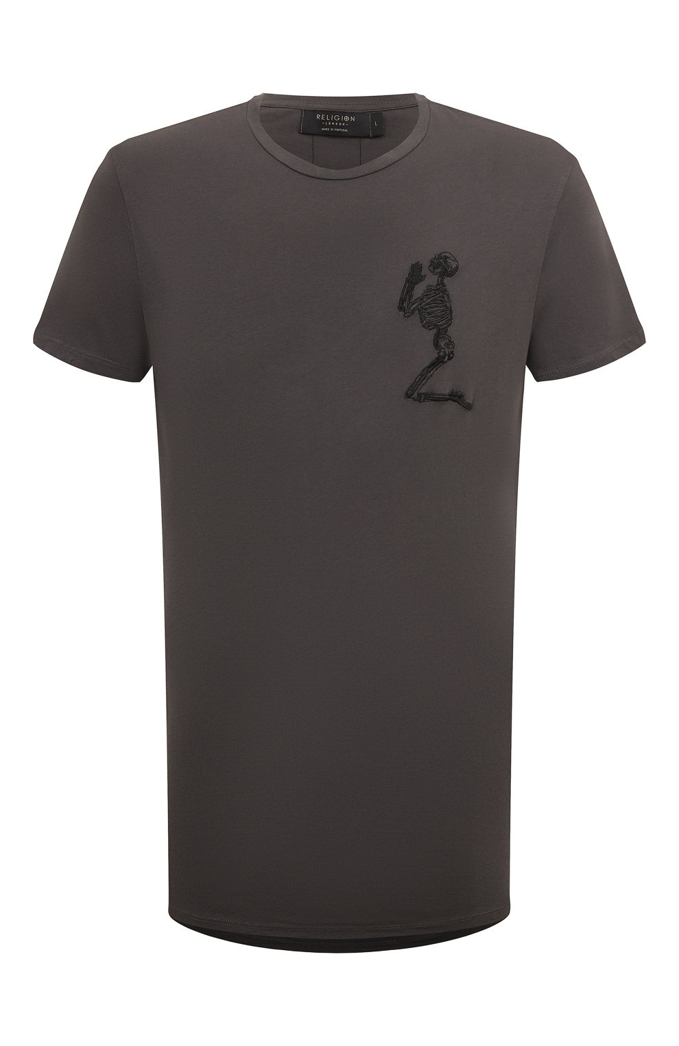 Хлопковая футболка RELIGION темно-серого цвета по цене 3755 руб., арт. MCOPYF30, фото 1 Хлопковая футболка RELIGION, арт. MCOPYF30, фото 1